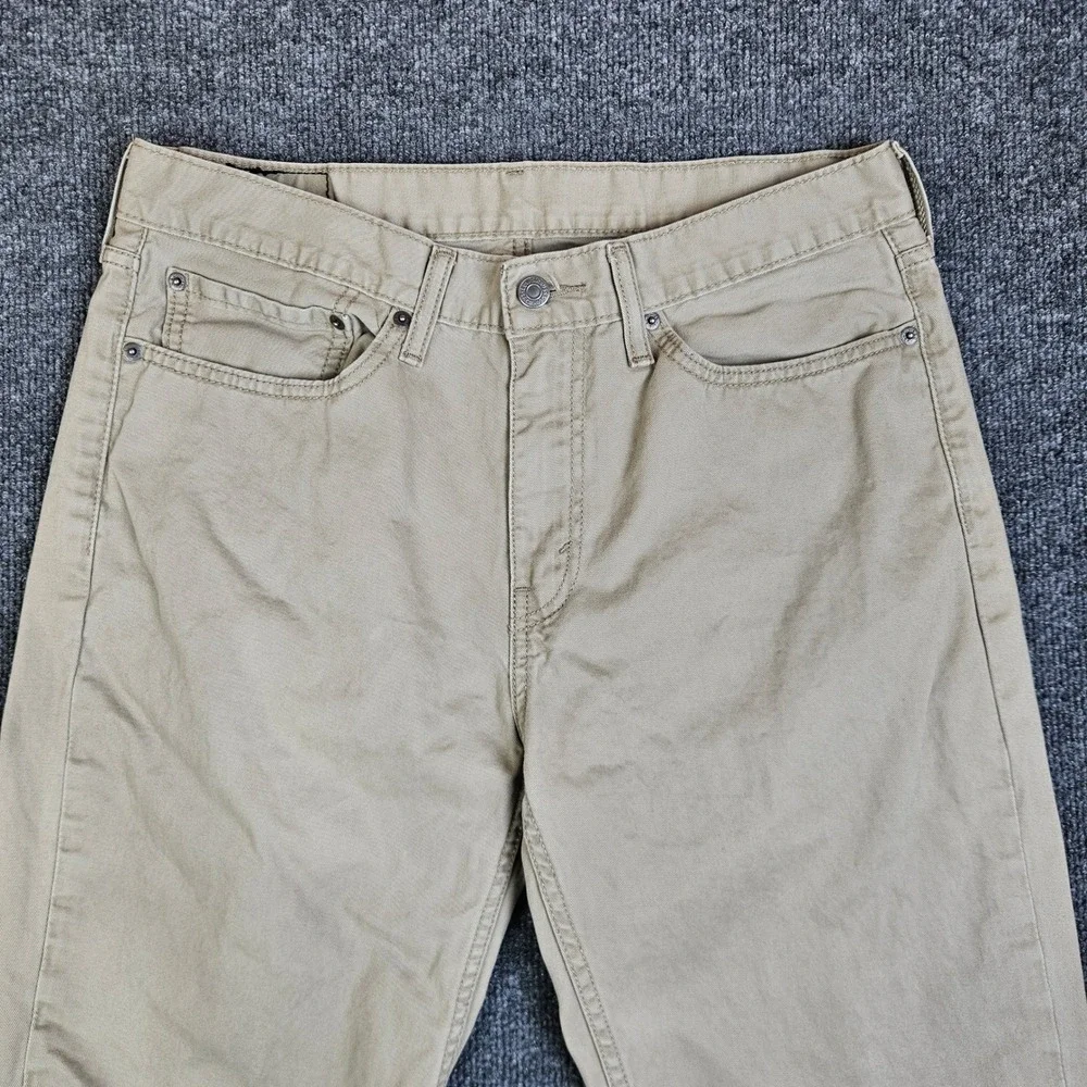 Levis 514 Pants Mens 34x34 Straight Fit Khaki Tan Cotton Twill White Tab Neutral